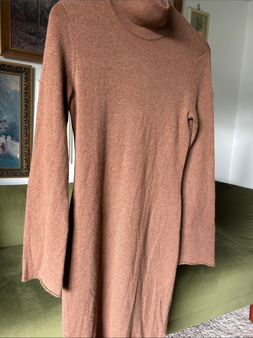 Women's 100% Cashmere Turtleneck Dress in Brown - Picture 5 of 6